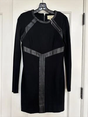 Vestido Nicole Miller Artelier negro con cuero talla S Foto 1 de 3