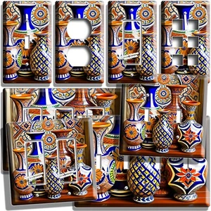 COLORIDOS JARRONES DE CERÁMICA MEXICANOS TALAVERA INTERRUPTOR DE LUZ PLACA DE PARED DECORACIÓN ARTÍSTICA - Imagen 1 de 34