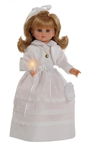 Berbesa, muñeca de comunión vestido blanco y rebeca habladora con vela. (4608V) - Imagen 1 de 1