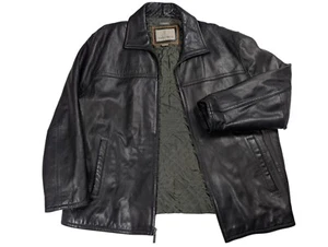 Rainforest schwarze Lederjacke Herren XL Full Zip Steppfutter verstellbarer Bund  - Bild 1 von 20