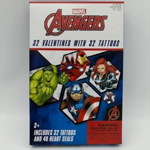 Marvel Avengers Superheroes Kid’s Classroom 32 tarjetas/tatuajes de San Valentín niño - Imagen 1 de 4
