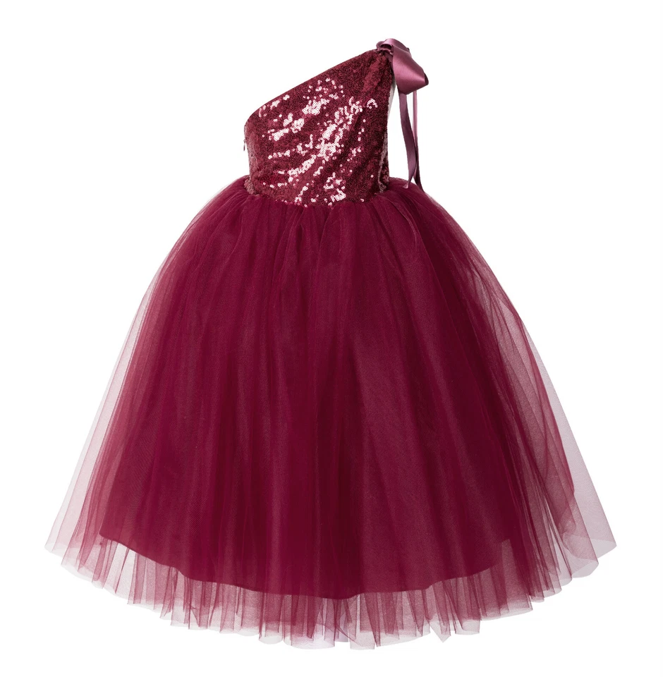 One-Shoulder Sequins Tutu Flower Girl Dress Tutu Dresses Princess Dress Pageant  - Image 1 of 1