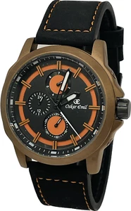 Oskar Emil Classic IMPALA Herren Multifunktionskalender Uhr Wildleder Leder ORANGE - Bild 1 von 3