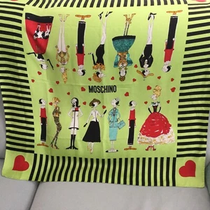 RARE Vintage silk Scarf Olvia Oyl Moschino 1990s Black Stripe - Picture 1 of 5