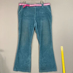 Vintage 90s Y2K Corduroy Flare Pants Low Rise Size 15 Meas. 37" Waist Turquoise - Picture 1 of 12