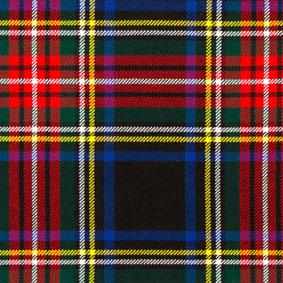 Stewart Black Poly/Viscose Tartan REMNANT 11" x 59" - Image 1 of 1