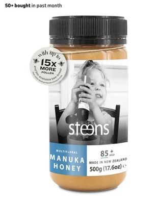 Steens New Zealand Manuka Honey, MGO 85+ Certified, 100% Premium 17.6 oz 500g - Image 1 of 4
