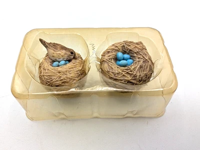 MARJOLEIN BASTIN Hallmark Bird Nest Clip Pair, Blue Eggs Ornaments Vintage,  NEW - Image 1 of 4