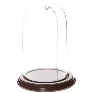 Reloj Plymor 4" x 7" Cúpula de Cristal Cloche (Base Chapa Caoba Oscura y Alambre Plateado) - Imagen 1 de 1