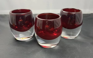 Vintage Set Of 3 Crate & Barrel Red Diva Candleholders Polish Glass - Bild 1 von 5