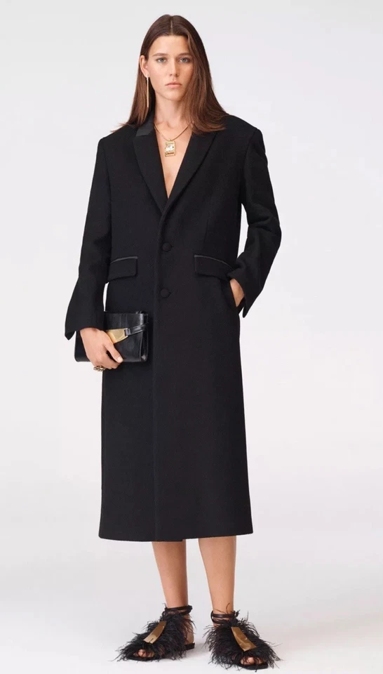 Zara NEW Black Wool blend Coat With Pleated Lining- Limited Edition Size XS  - Image 1 of 4