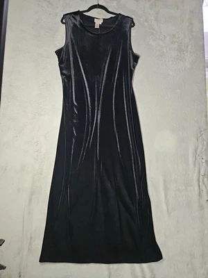 Coldwater Creek шикарный черный бархат Slvless макси платье назад разрез размер XL - Изображение 1 из 4