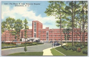 Postal de lino vintage Moses H. Cone Memorial Hospital Greensboro NC - Imagen 1 de 2