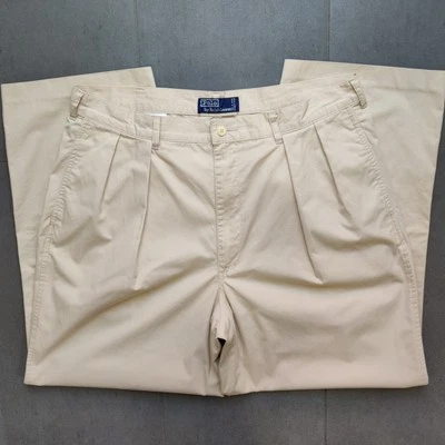 Pantalones chinos plisados de pierna ancha holgados Polo Ralph Lauren vintage años 80 para hombre 38 Foto 1 de 4