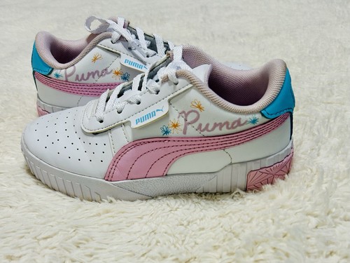 Scarpe sneakers stringate PUMA bambini ragazze Cali primavera casual bianche taglia US 13C