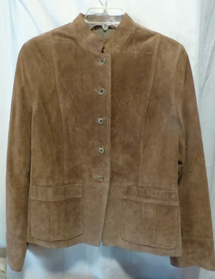 Chaqueta de gamuza marrón vintage Liz Claiborne grande con botones Foto 1 de 4