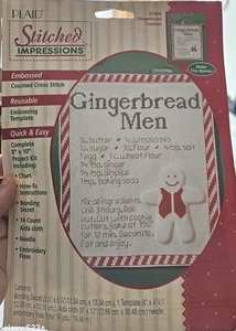Plaid Stitched Impression Gingerbread Man Counted Cross Stitch Kit W/ Recipe - Picture 1 of 8
