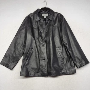 Eddie Bauer Lederjacke Damen XXL schwarz Mantel Pakra Zip Snap 2XL Outdoor  - Bild 1 von 8