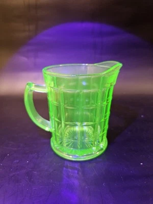 Hazel Atlas Colonial Block Green Depression Glass Cream Pitcher  - Image 1 of 4