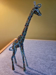 Giraffe Beaded Wrapped Wire Colorful Handcrafted Animal Figurine  - Picture 1 of 9