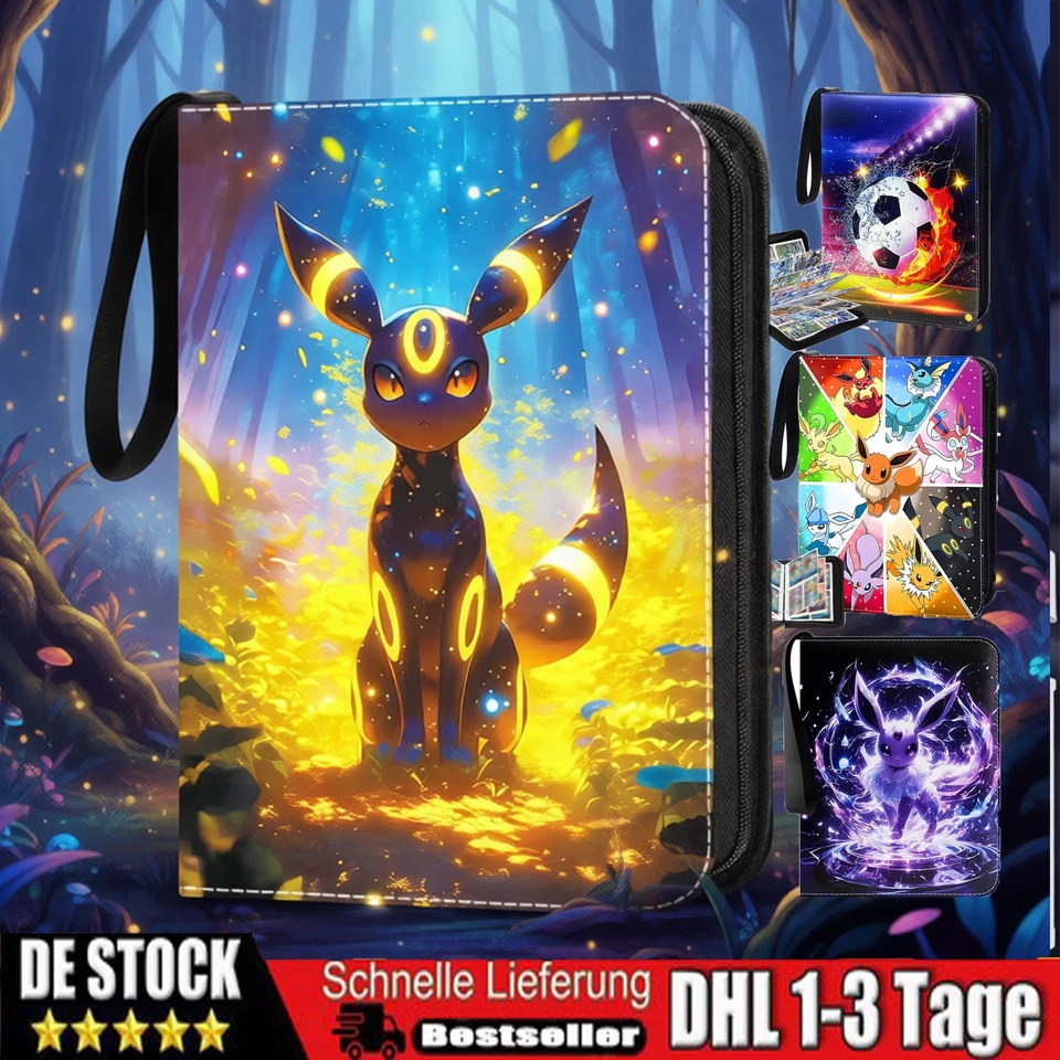 MARKENLOS Sammelalbum für 400/900 Pokemon Karten 4-9- Pocket Sammelmappe Ordner Heft XXXL