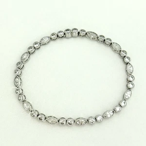 Conjunto de bisel de piedra transparente de plata de ley 925 brillante pulsera de tenis de 7" - Imagen 1 de 12