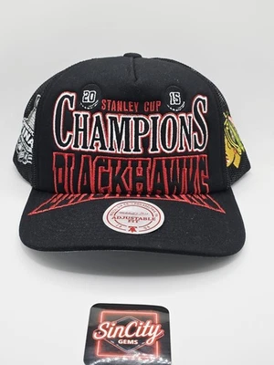 Sombrero de camionero Mitchell & Ness Big Champions 2015 Stanley Cup Chicago Blackhawks Foto 1 de 4