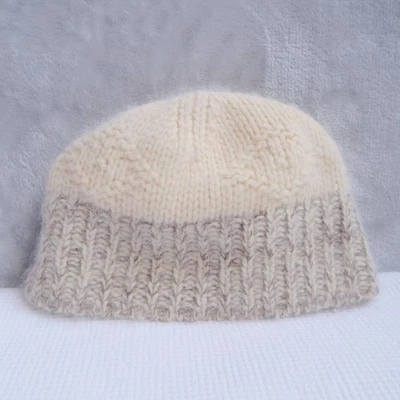 AMERICAN EAGLE Gorro Calavera Tejido Crema Difuso Forrado Vellón Lana de Cordero Angora Foto 1 de 4