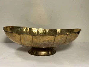 Vintage Hammered Brass Pedestal Bowl Compote Centerpiece 12” - Picture 1 of 13