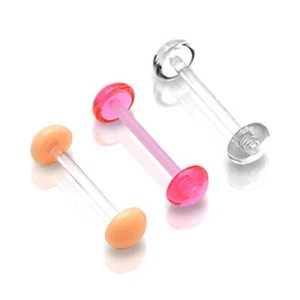 1 Pc UV Flexible Tongue Barbell Retainer with UV No-Ceum Hide Half Ball Dome - Picture 1 of 1