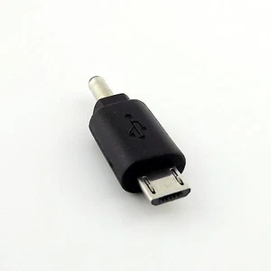 Black 3.5mm x 1.1mm DC Power Male Plug To Micro 5 Pin USB Male Adapter Connector - Picture 1 of 6