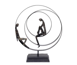 Dekofigur Skulptur Freundschaft Abstrakte Bronze Figur Metall Partnerschaft Love - Bild 1 von 7