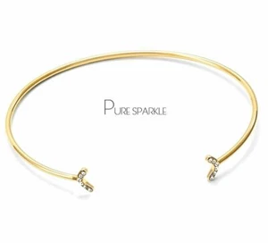 Brazalete brazalete hecho a mano con brazalete de panal abierto de diamantes de 0,06 quilates de oro de 14 quilates - Imagen 1 de 3