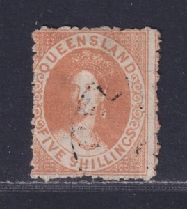 Queensland Scott 54 Used 1881 5/- Orange Brown Victoria Crown/Q Wmk SCV $115 - Picture 1 of 2