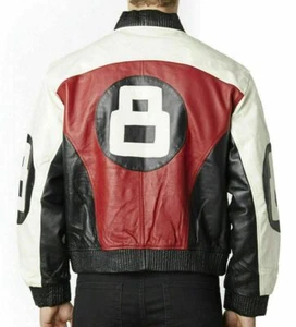 Chaqueta Bomber 8 Ball de Cuero Genuino Todas las Tallas Nuevo Estilo Chaqueta Bomber - Imagen 1 de 5