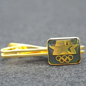 1980s Olympics Brother Gold Tie Clip + Box - Picture 1 of 12