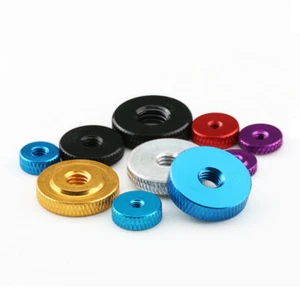 M3~M10 Aluminium Knurred Daumen Muttern Farbe Dünner Typ Hand Griff Knopf Mutter - Picture 1 of 16