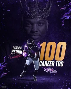 Foto de fútbol americano de la NFL Derrick Henry 100 touchdowns de carrera Baltimore Ravens 8x10 - Imagen 1 de 1