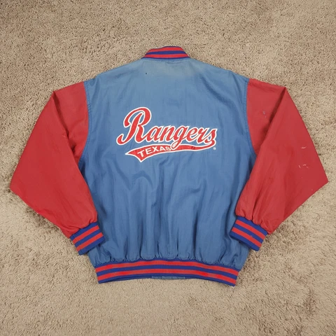Vtg Texas Rangers Snap Jacket Youth L (14/16) Logo Athletic Windbreaker *Read Cover