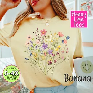 T-shirt Boho Pinks fiori selvatici, top stile boho, regalo per donna, grazioso top floreale - Foto 1 di 3