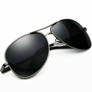 Aviator Sunglasses Pilot Cop Vintage Black New Men Women Fashion UV - Picture 1 of 5