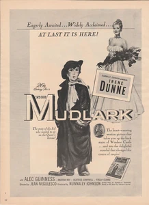 Anuncio impreso de película The Mudlark 1951 vintage 1950 protagonizado por Irene Dunne Alec Guinness - Imagen 1 de 1