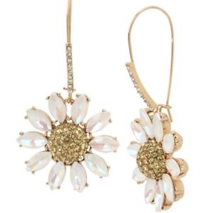  NEW AUTH Betsey Johnson Pave Daisy Flower Dangle Earrings LARGE