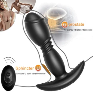 Remote Telescopic Prostate Massager Anal Butt Plug Vibe Vibrator Sex Toy For Men - Picture 1 of 12