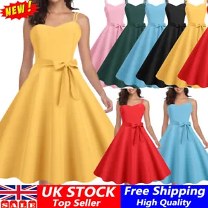 Women Vintage Swing Dress Rockabilly 50s 60s Pinup Cocktail Party Evening Dress⭐ - Picture 1 of 27