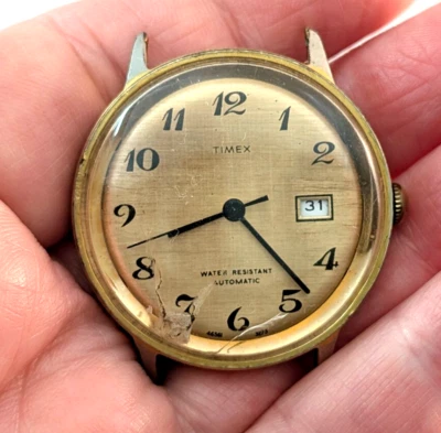 Timex Viscount WR 1973 calendario para hombre 34 mm movimiento de reloj automático piezas reparación Foto 1 de 4