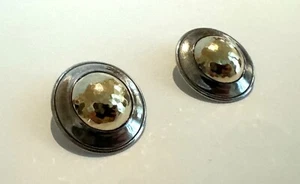 Retired James Avery Hammered Dome 14k & Sterling Silver Clip-On Earrings Retired - Picture 1 of 3