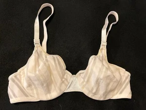 Vtg WARNER'S 02513 Naked Striped Underwire 34B White Bra - Picture 1 of 10