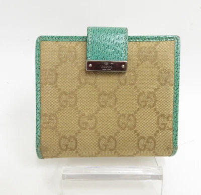 Autêntica carteira compacta dupla de couro de lona GUCCI GG #41698 - Imagem 1 de 4