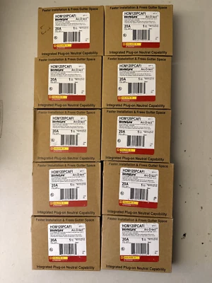 10PCS SQUARE D HOMELINE HOM120PCAFI HOM120PCAFIC 20A AFCI PLUG ON NEUTRAL NEW - Image 1 of 3